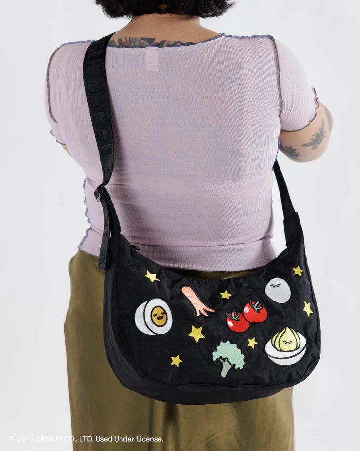 BAGGU Gudetama Embroidery Medium Nylon Crescent Bag