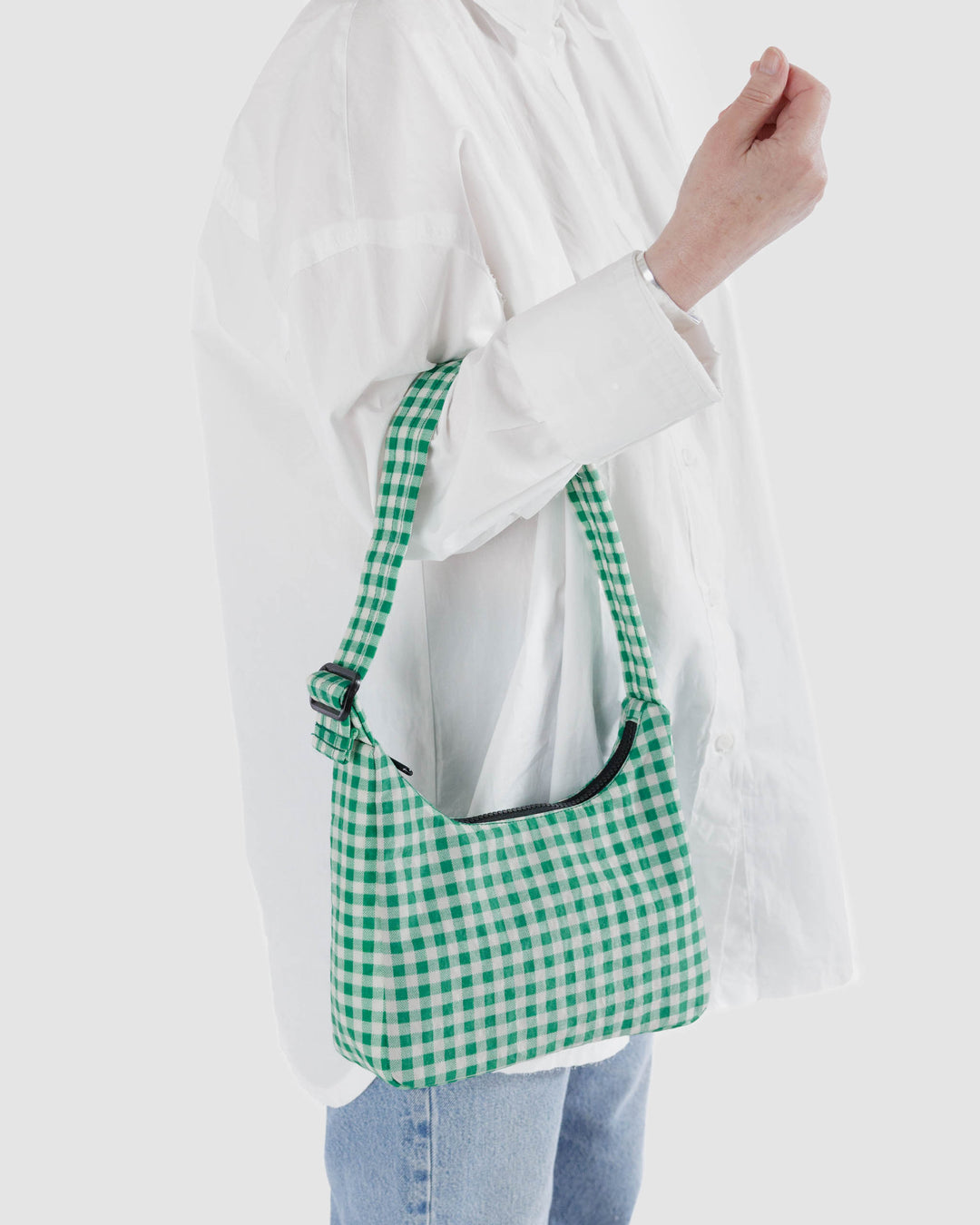 BAGGU Mini Nylon Shoulder Bag - Green Gingham
