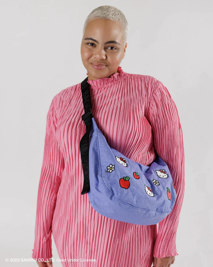 BAGGU Hello Kitty Embroidery Medium Nylon Crescent Bag
